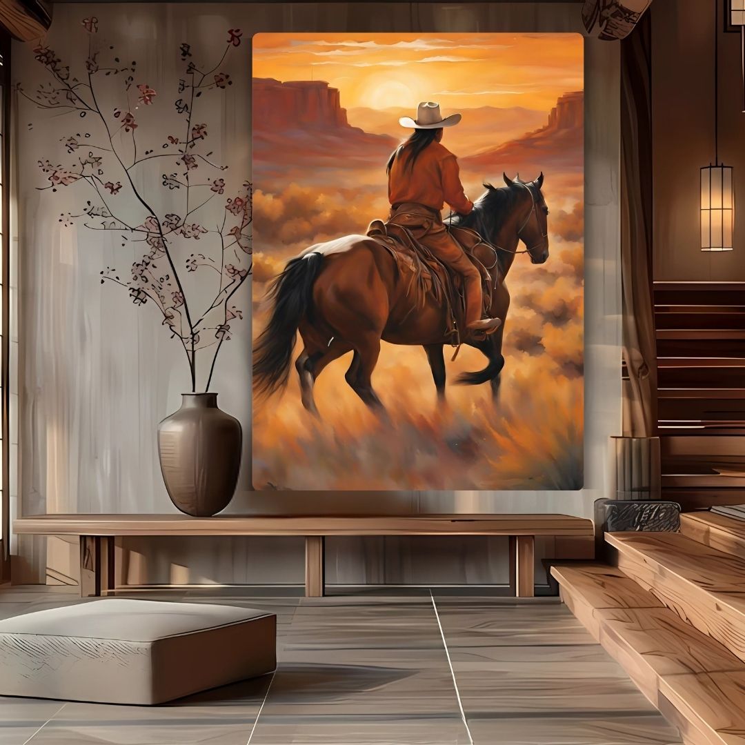 The Lone Cowboy Metal Poster