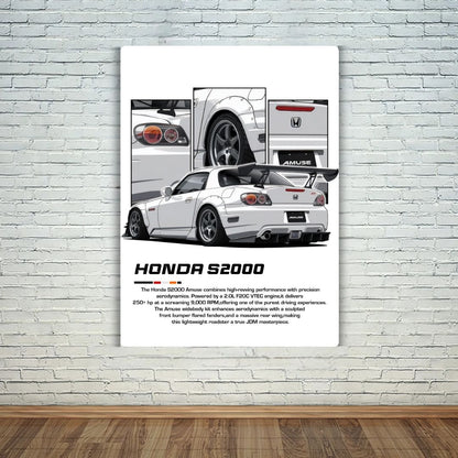 Honda S 2000 - White Metal Poster