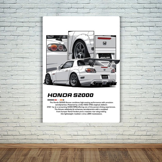Honda S 2000 - White Metal Poster