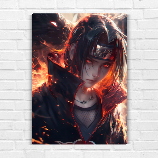 Itachi Uchiha on fire Metal Poster