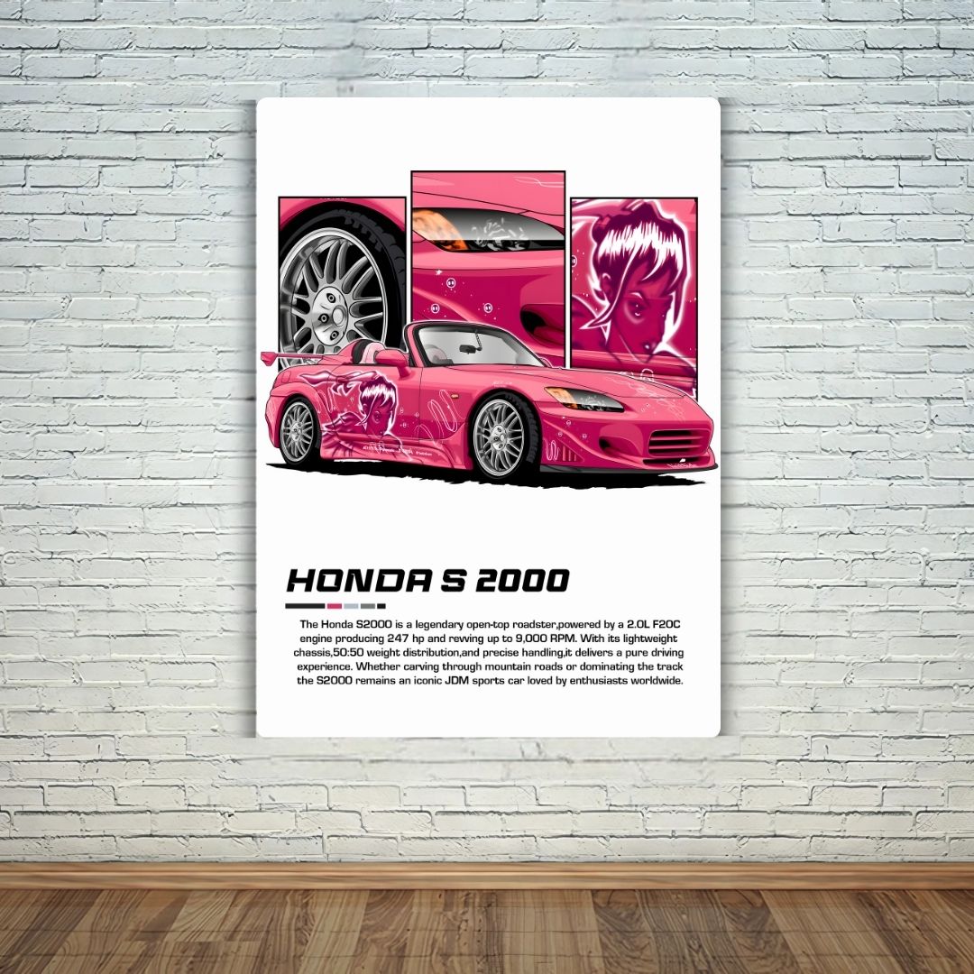 Honda S 2000 - Pink Metal Poster