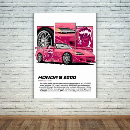Honda S 2000 - Pink Metal Poster