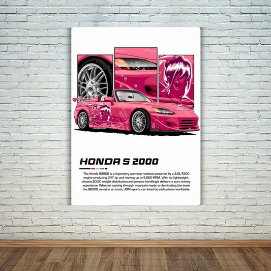 Honda S 2000 - Pink Metal Poster