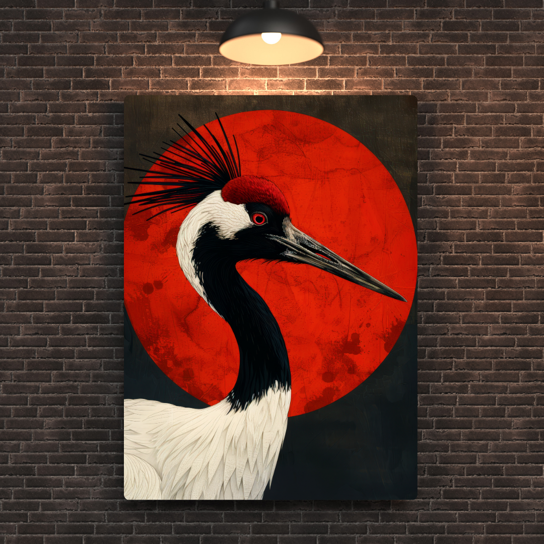 Japanese Crane Metal Poster