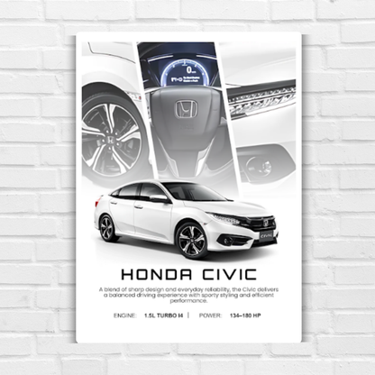 Honda Civic Metal Poster