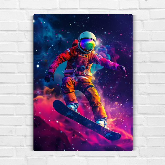 Snowboarding Astronaut Metal Poster