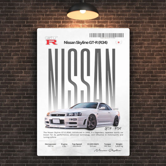 Nissan GTR R34 Metal Poster