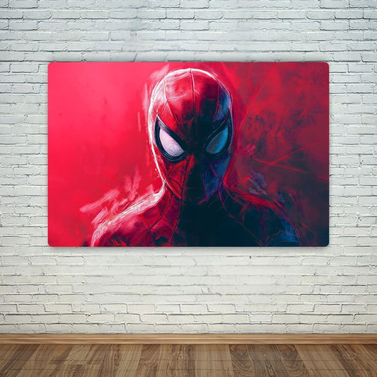 Spiderman In Red Metal Poster