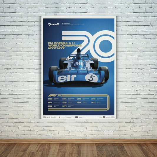 F1 World Champions 1970-1979 Metal Poster