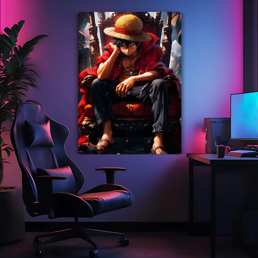 Luffy on the Throne Metal Poster