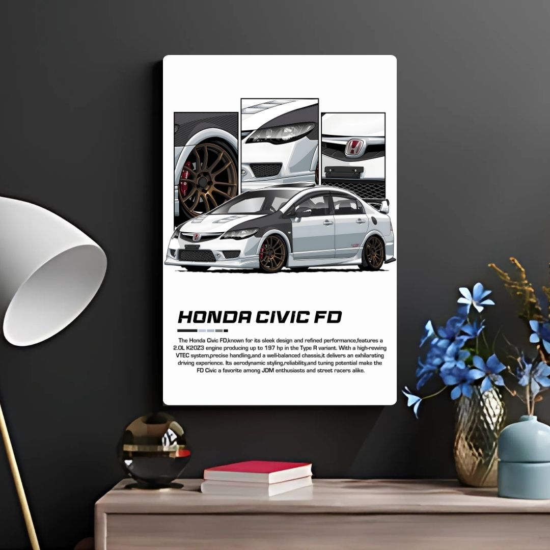 Honda Civic FD Metal Poster