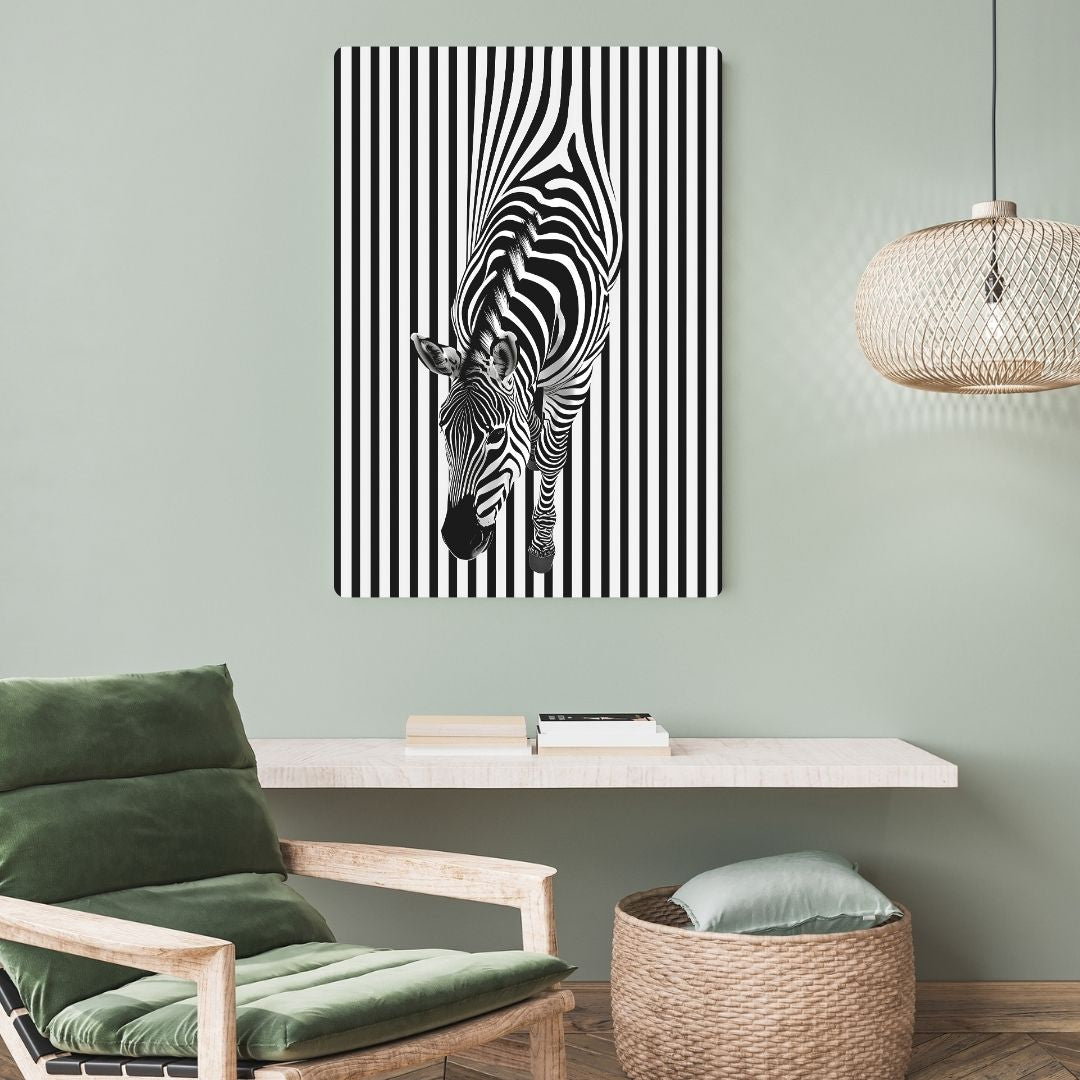 Zebra Illusion Art Metal Poster