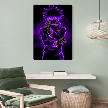 Megumi Fushiguro in Neon Metal Poster
