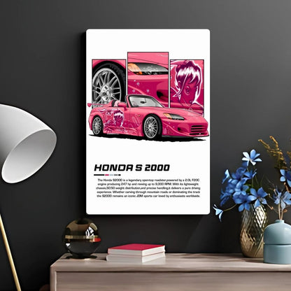 Honda S 2000 - Pink Metal Poster