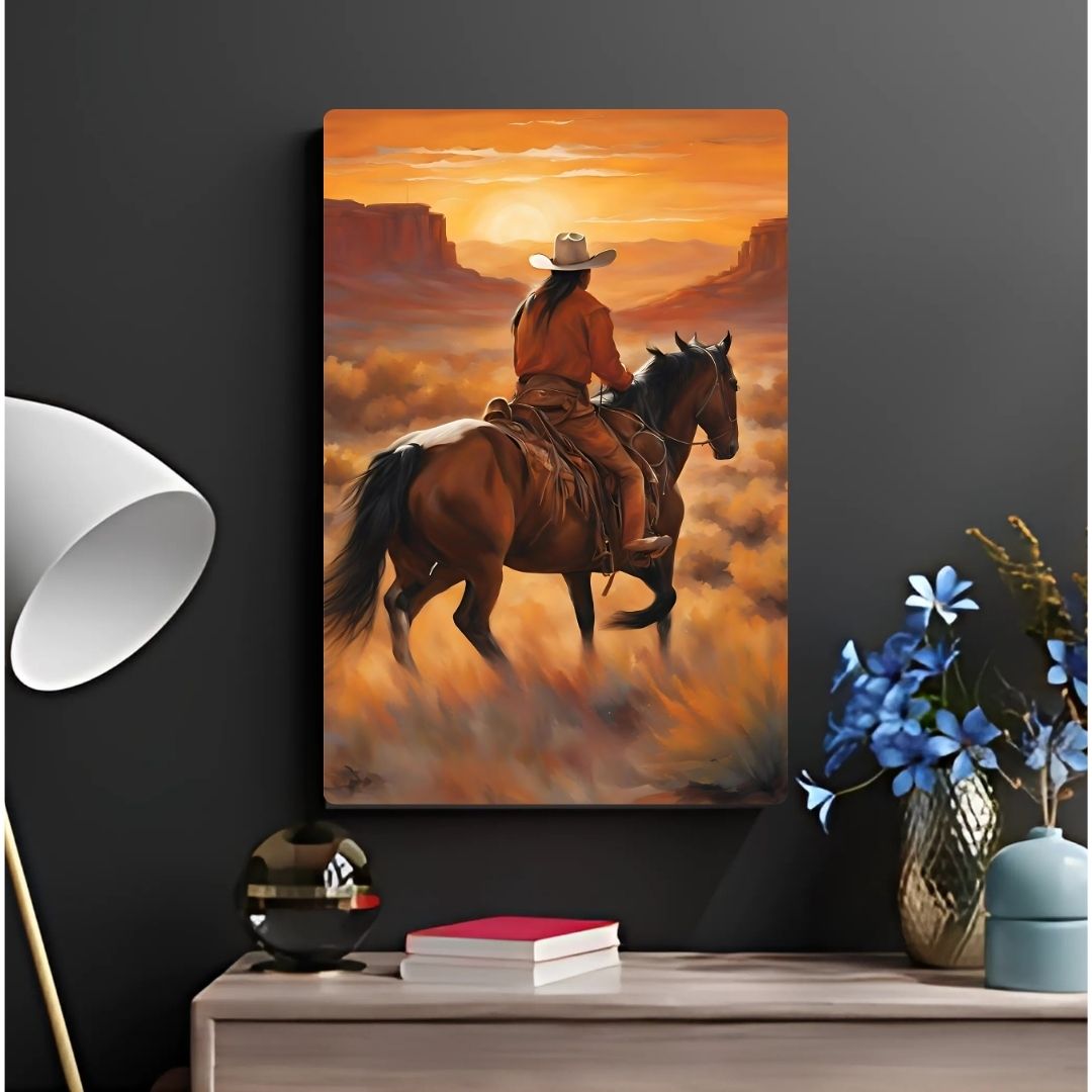 The Lone Cowboy Metal Poster