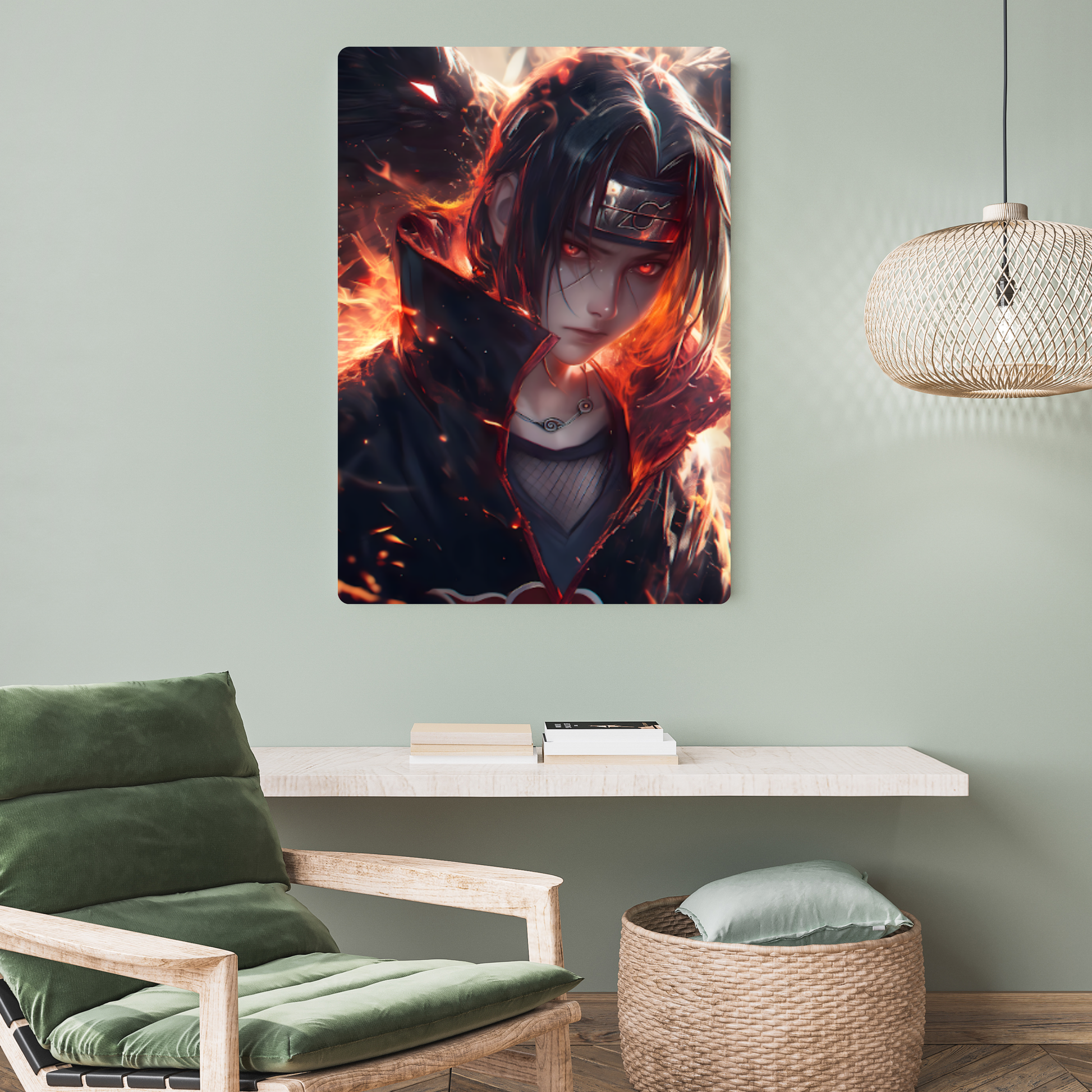 Itachi Uchiha on fire Metal Poster