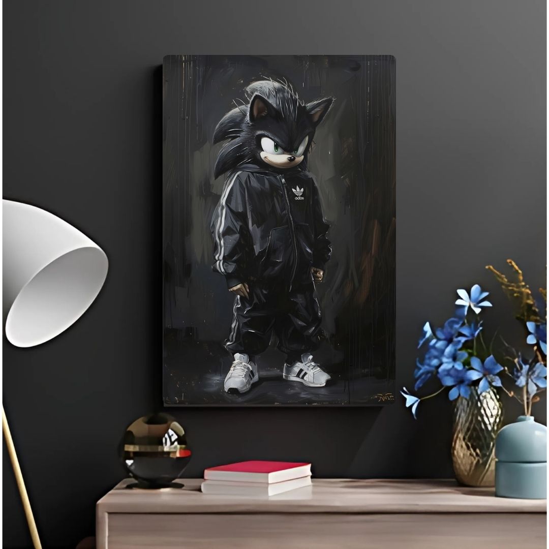 Black Sonic In Action Metal Poster