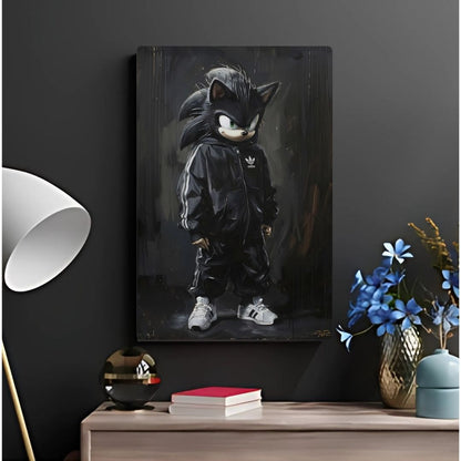 Black Sonic In Action Metal Poster