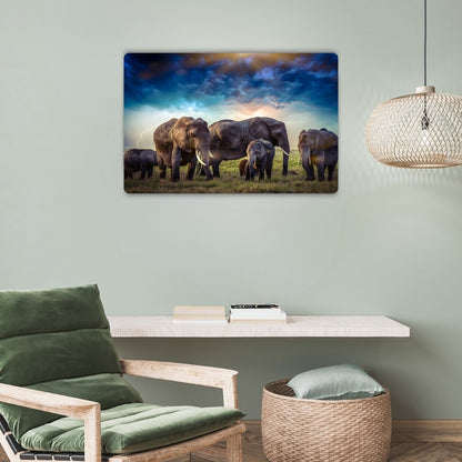 African Elephants Metal Poster