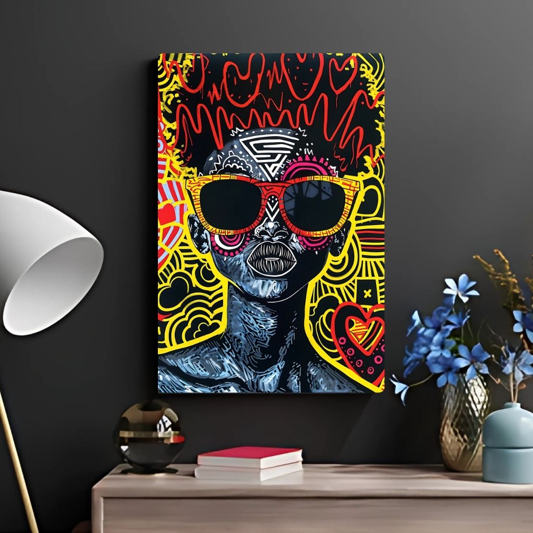 Afro Girl with Sunglasses Metal Poster