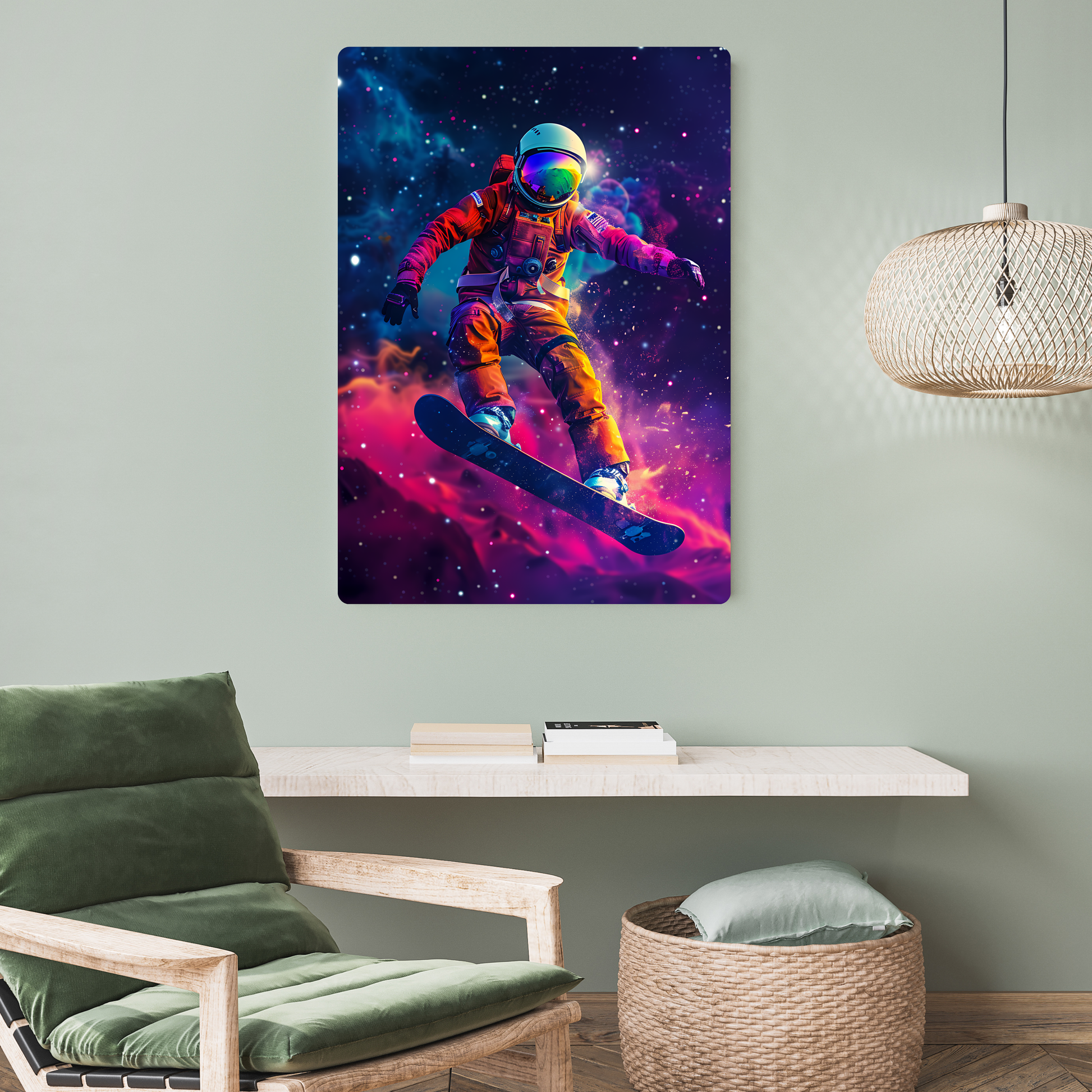 Snowboarding Astronaut Metal Poster