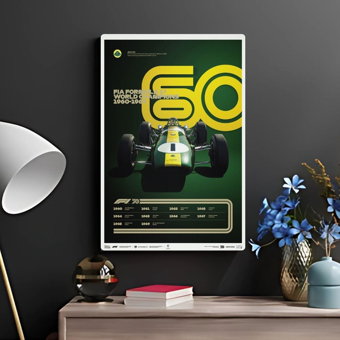 F1 World Champions 1960-1969 Metal Poster