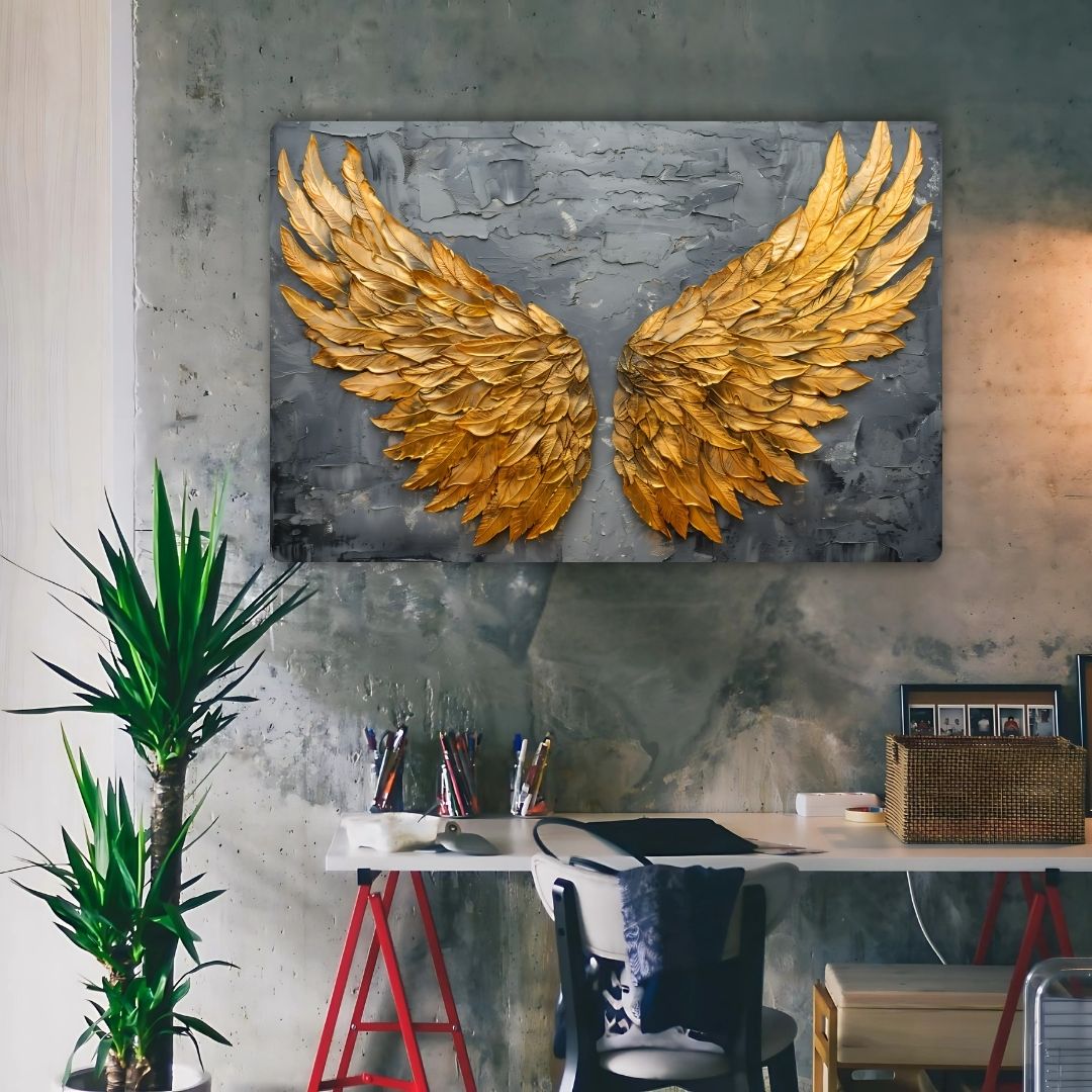 Golden Feathers Metal Poster