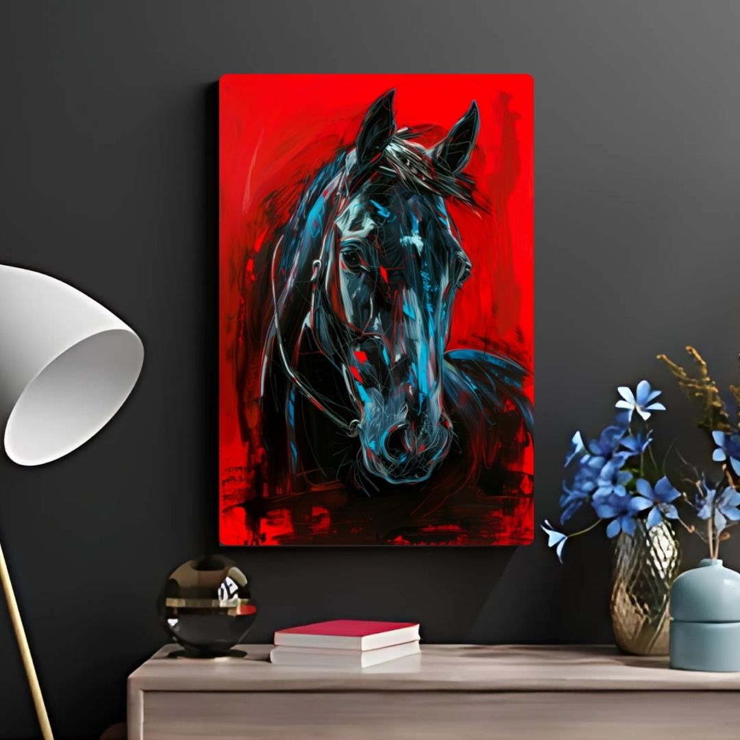 Red Fury Horse Metal Poster