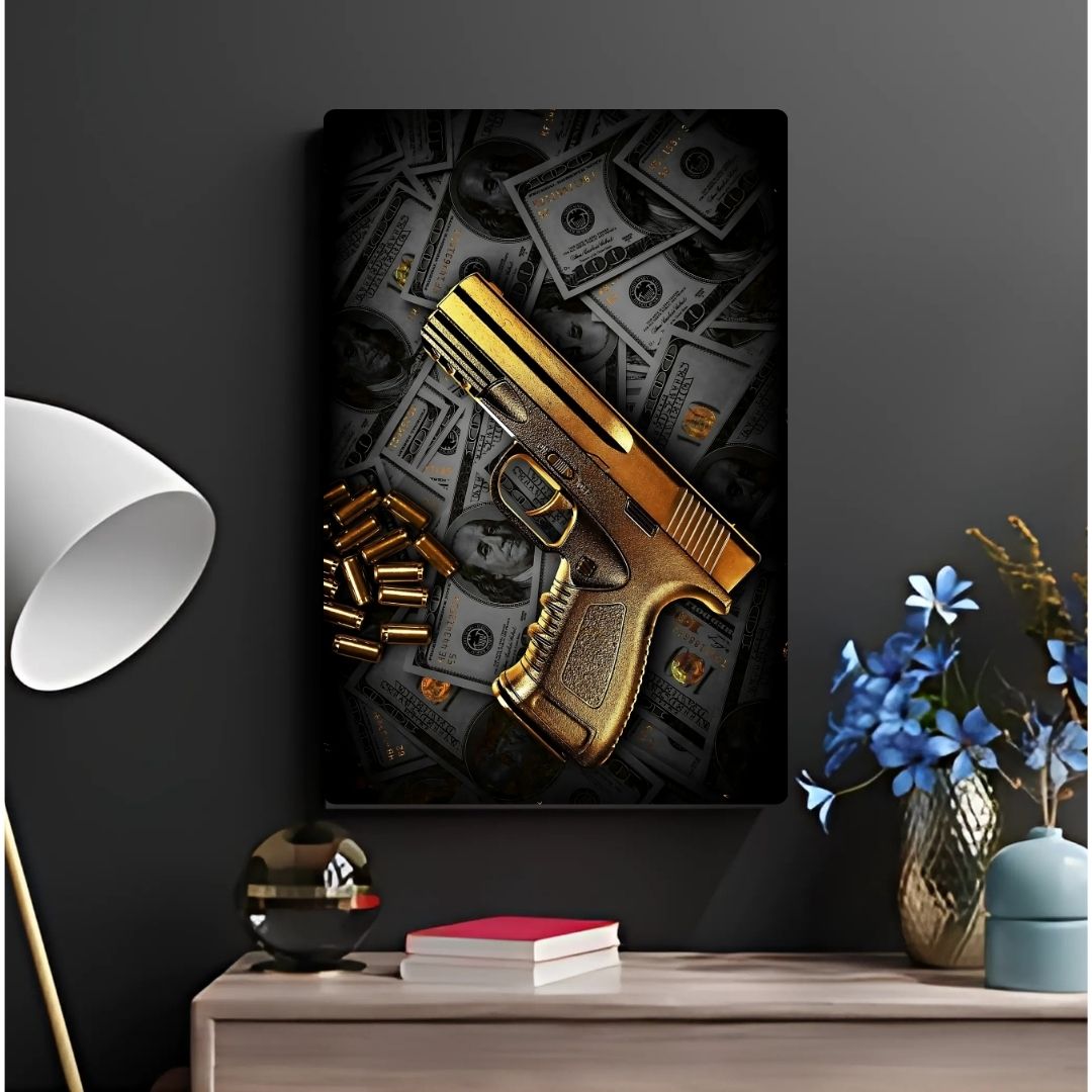 Golden Glock Metal Poster