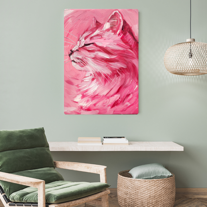 Pink Cat Art Metal Poster