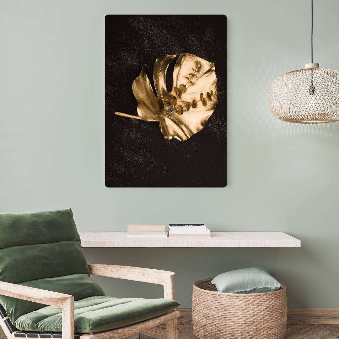 Golden Leaf Art Metal Poster