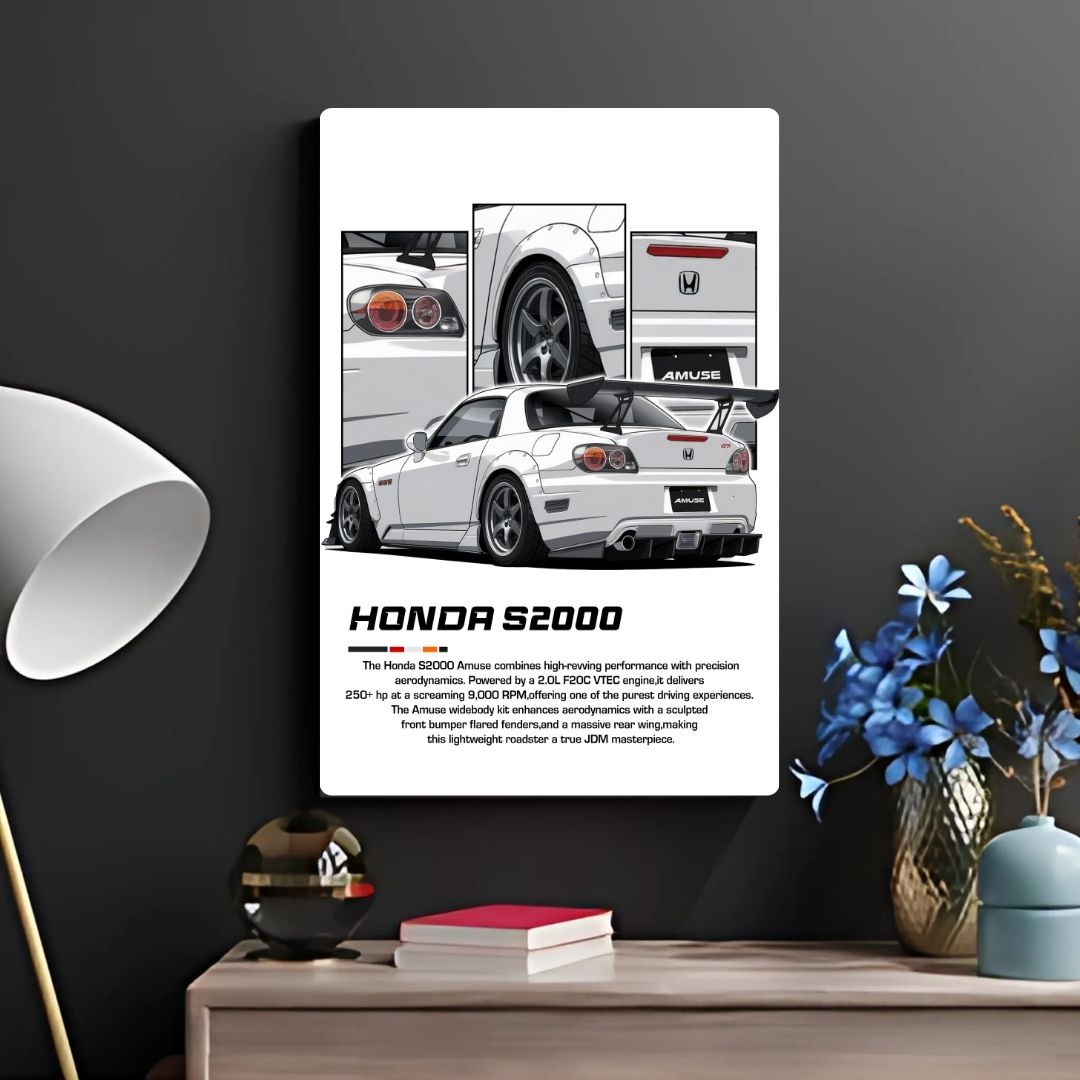 Honda S 2000 - White Metal Poster