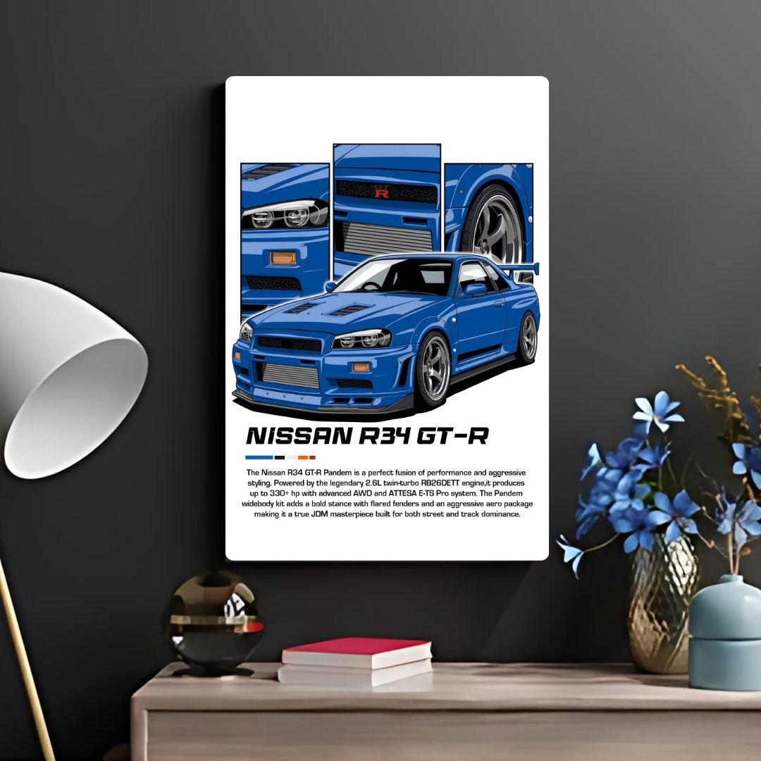 Nissan R34 GTR Metal Poster