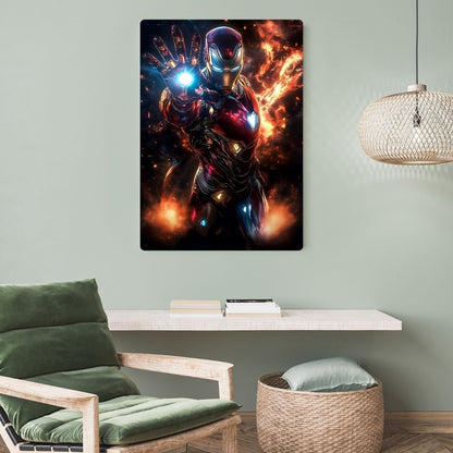 Iron Man In Action Metal Poster