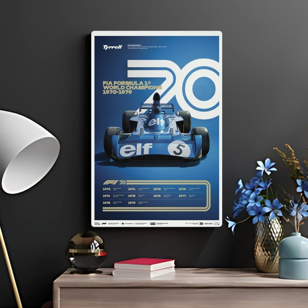 F1 World Champions 1970-1979 Metal Poster