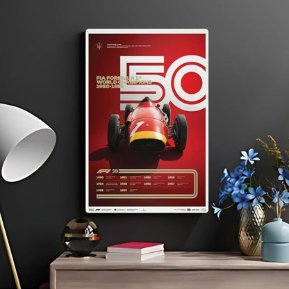 F1 World Champions 1950-1959 Metal Poster
