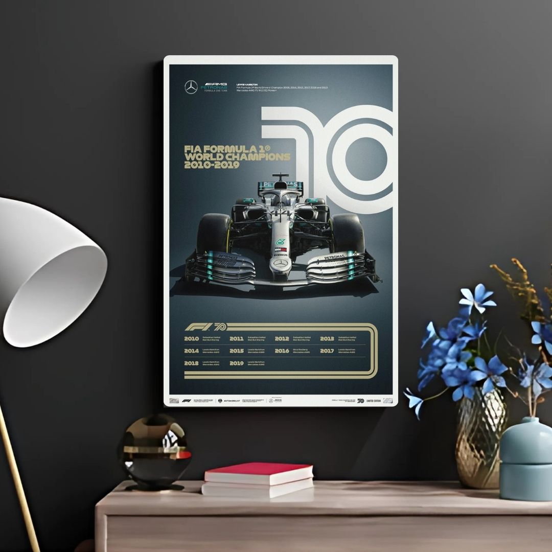 F1 World Champions 2010-2019 Metal Poster