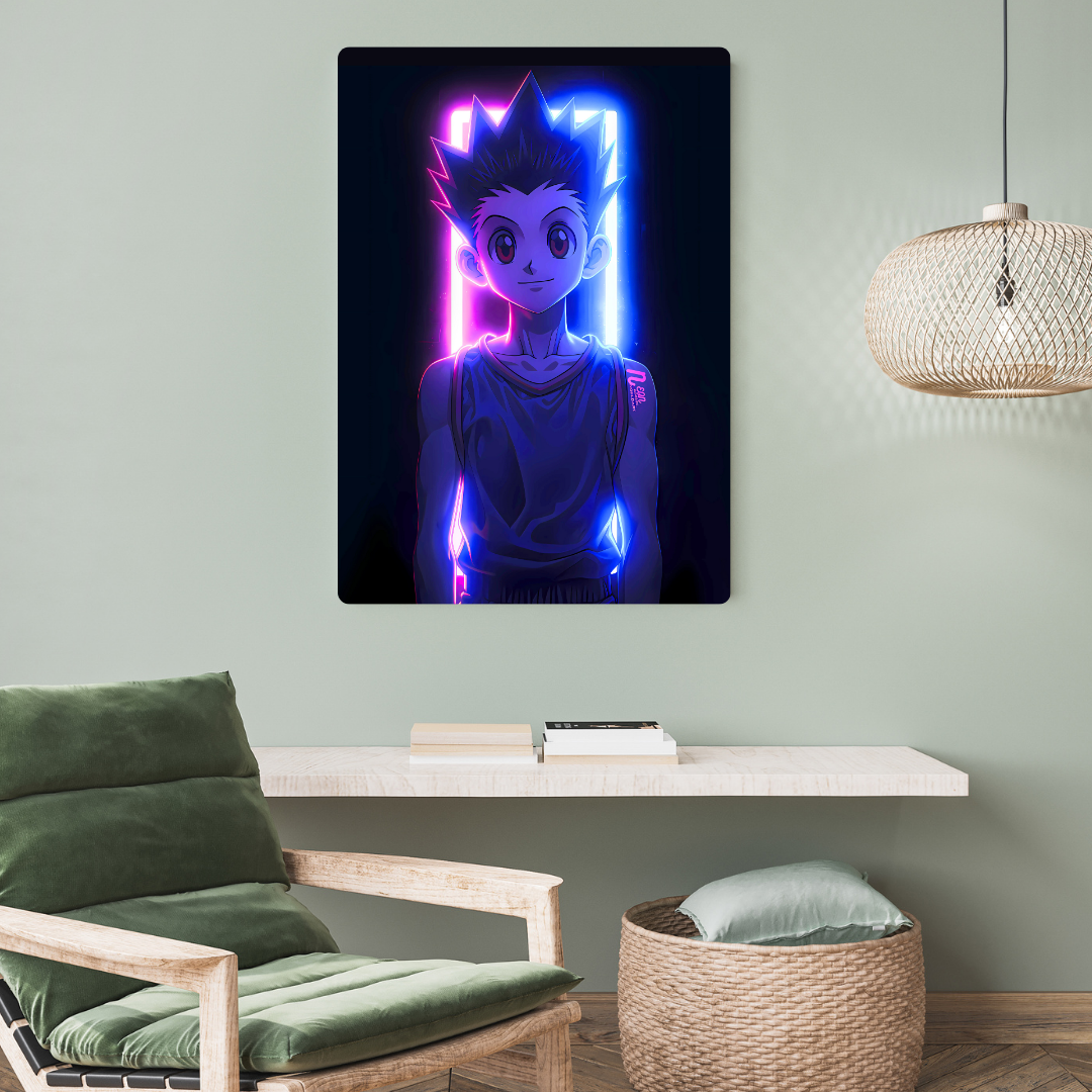 Gon Freecss Neon Metal Poster