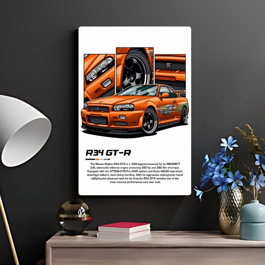 Nissan Skyline R34 Metal Poster