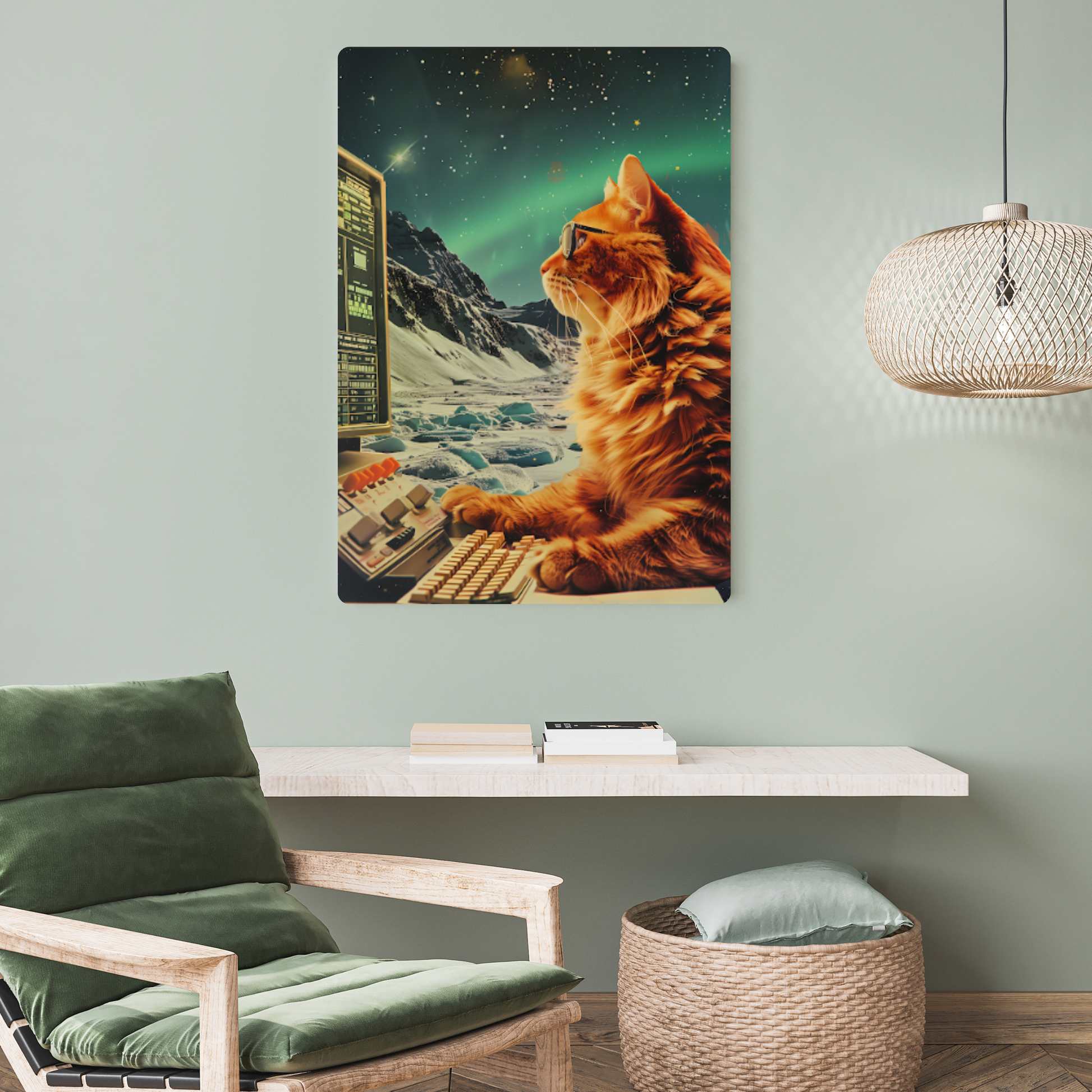 Rateoe Space Adventurer Cat Metal Poster
