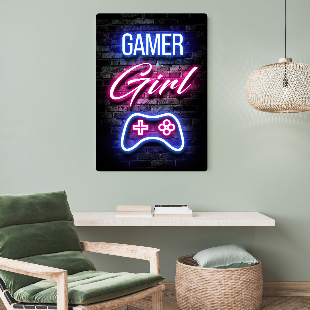 Gamer Girl Metal Poster