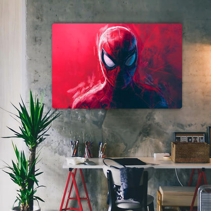 Spiderman In Red Metal Poster
