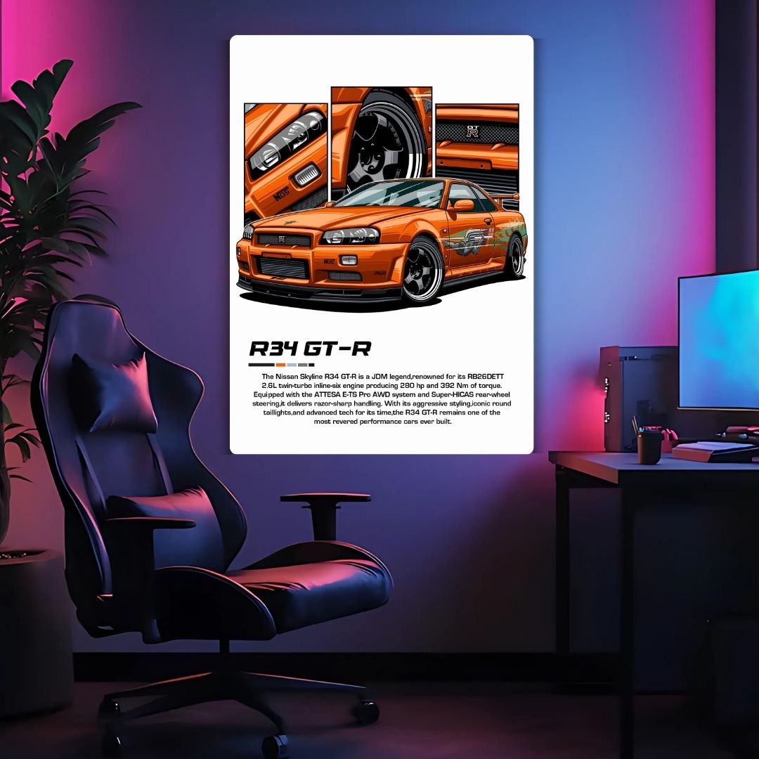 Nissan Skyline R34 Metal Poster