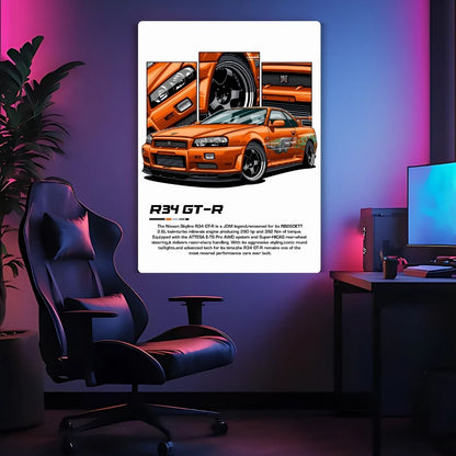 Nissan Skyline R34 Metal Poster