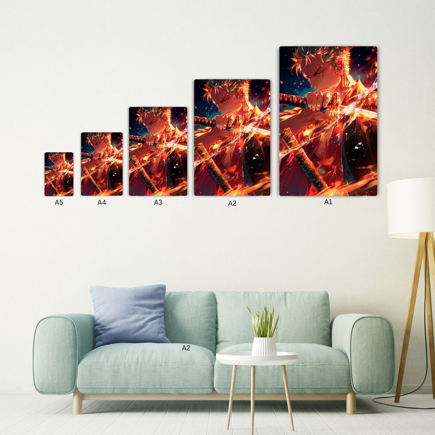Zoro in Flames Metal Poster