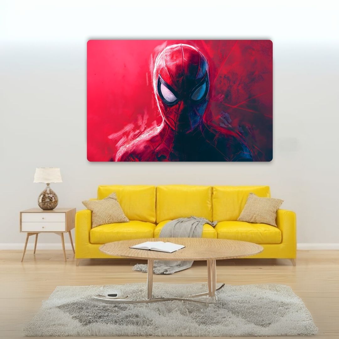 Spiderman In Red Metal Poster