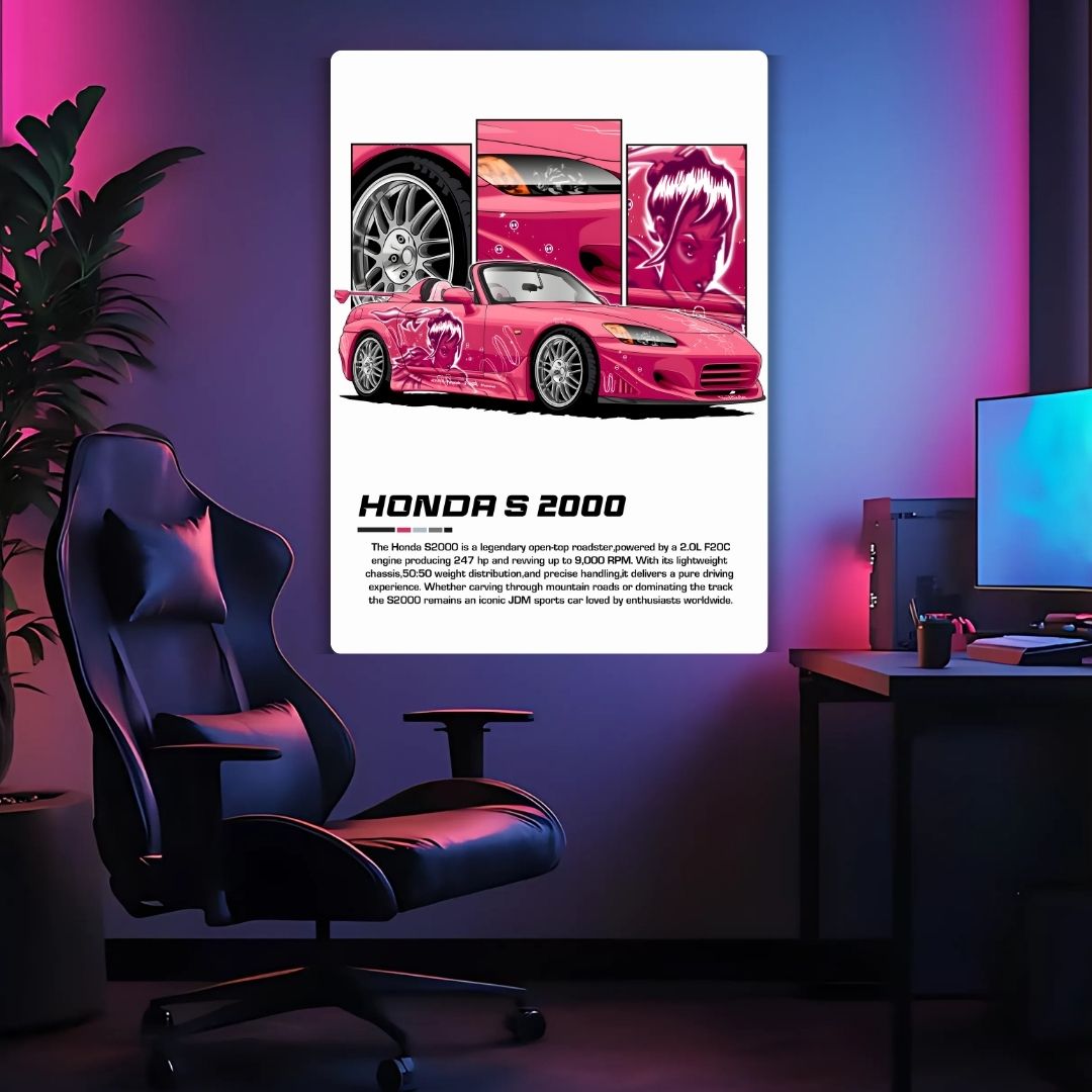 Honda S 2000 - Pink Metal Poster