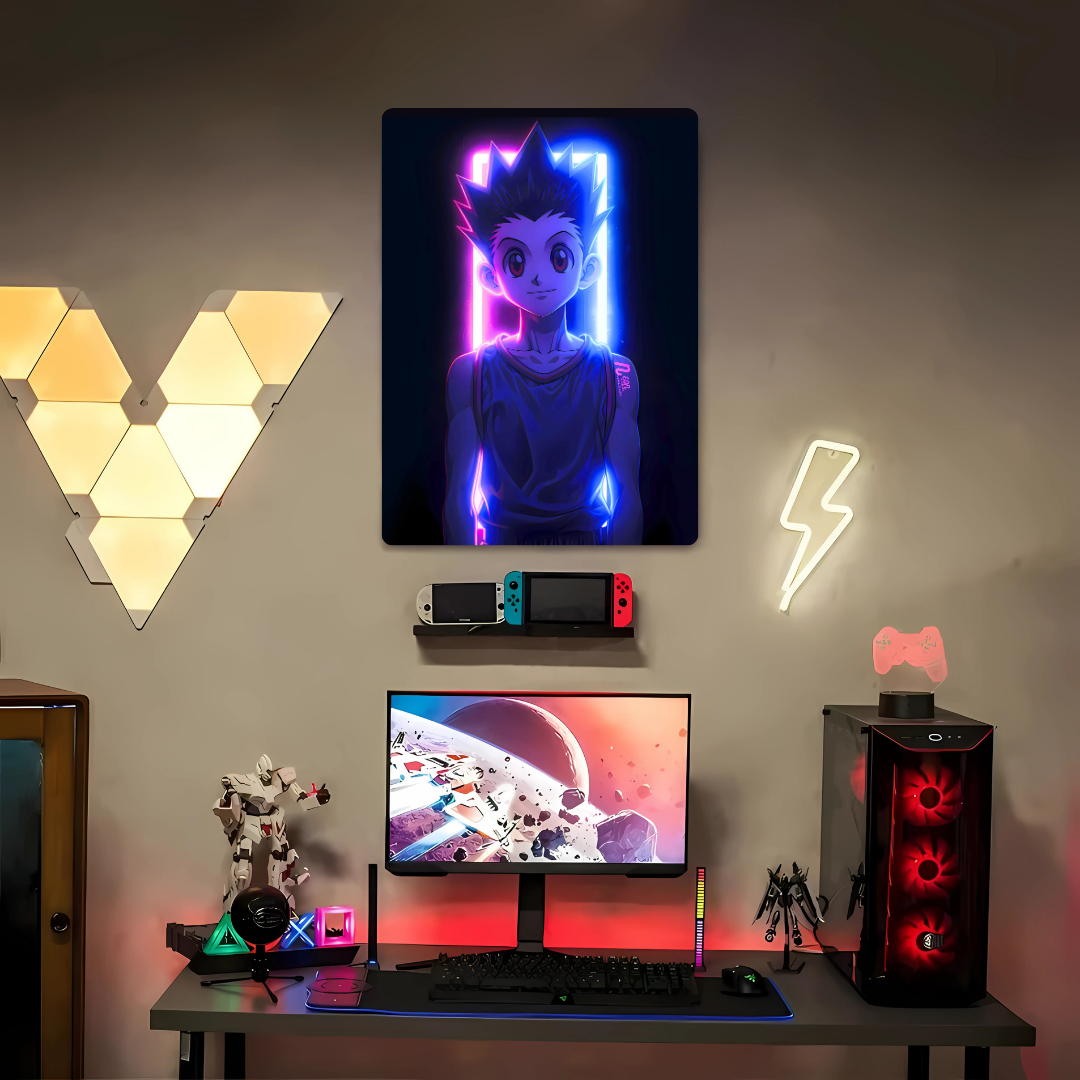 Gon Freecss Neon Metal Poster