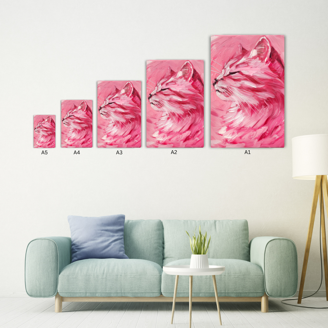 Pink Cat Art Metal Poster