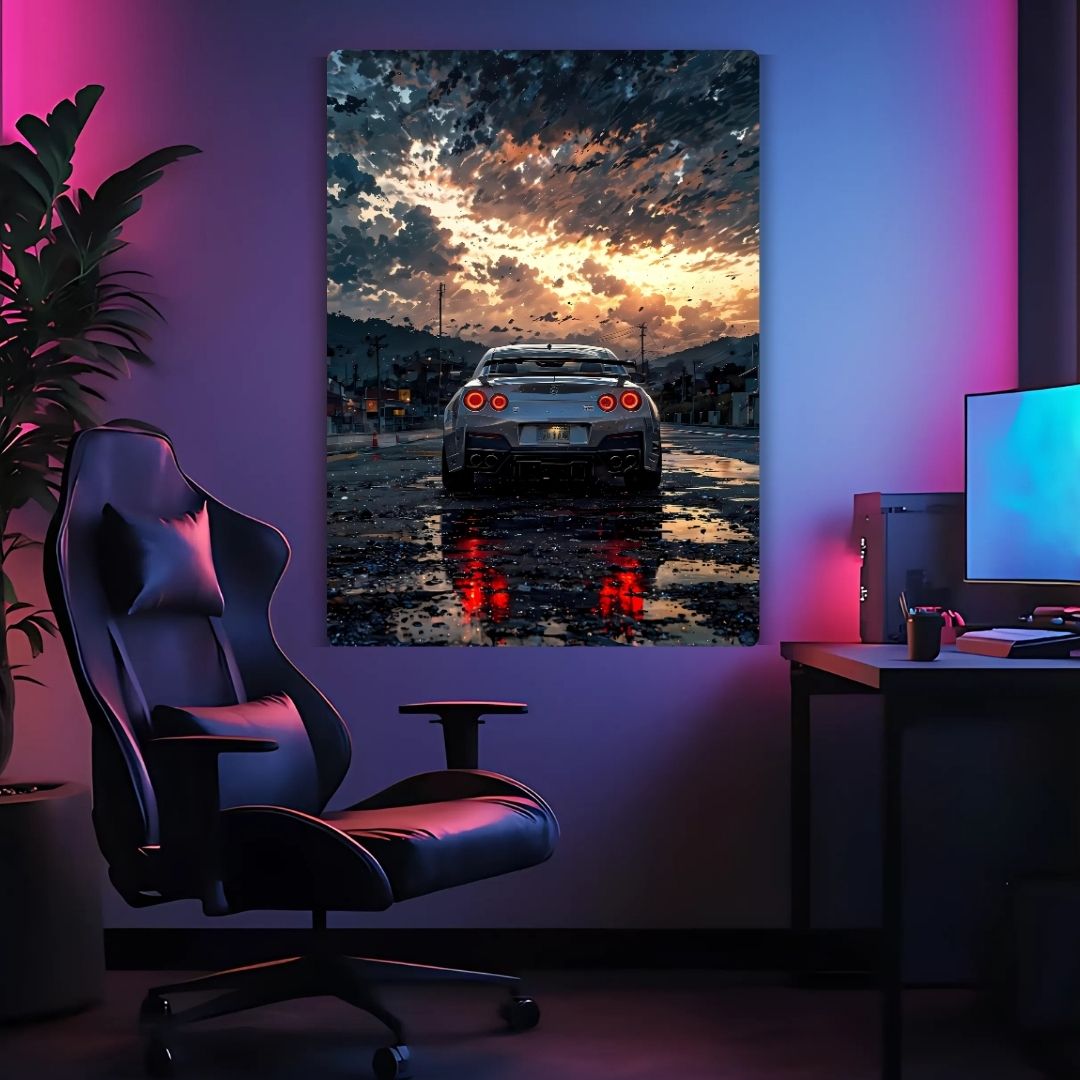 GT-R at Twilight Metal Poster